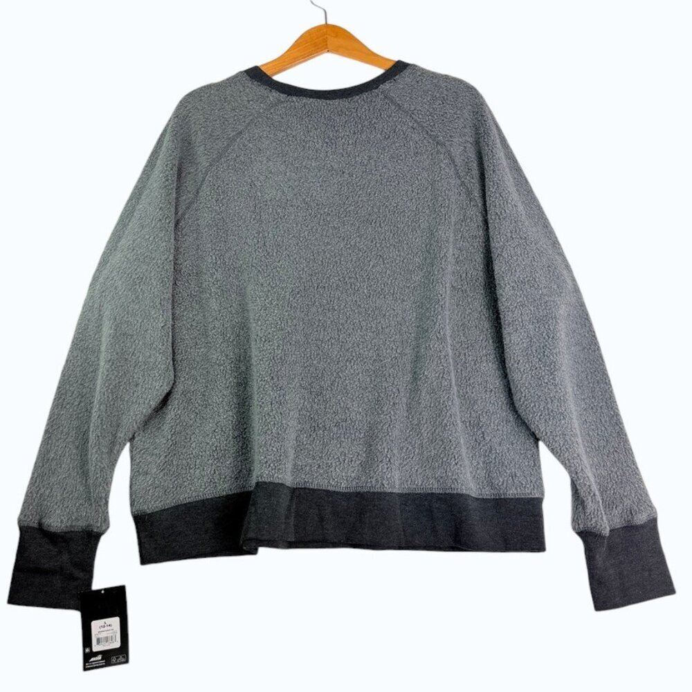Gray Fleece Sweatshirt Women L Crewneck Cozy Soft Athleisure Pullover Casual - Picture 2 of 9